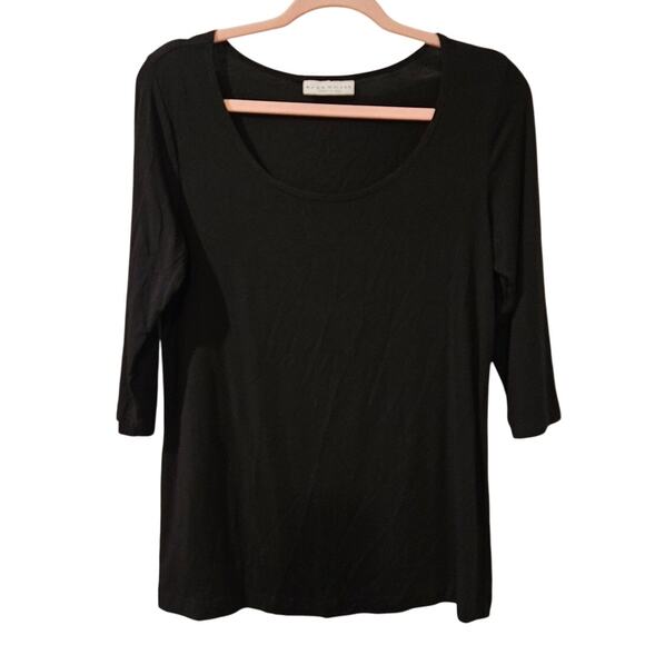 Bryn Walker‎ Black Stretch Top Women’s Small Modal 3/4 Sleeve Minimal Lagenlook - Picture 1 of 7
